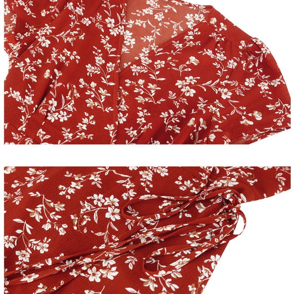 Dusty Pink Floral Wrap Midi Dress - Picture 11 of 16